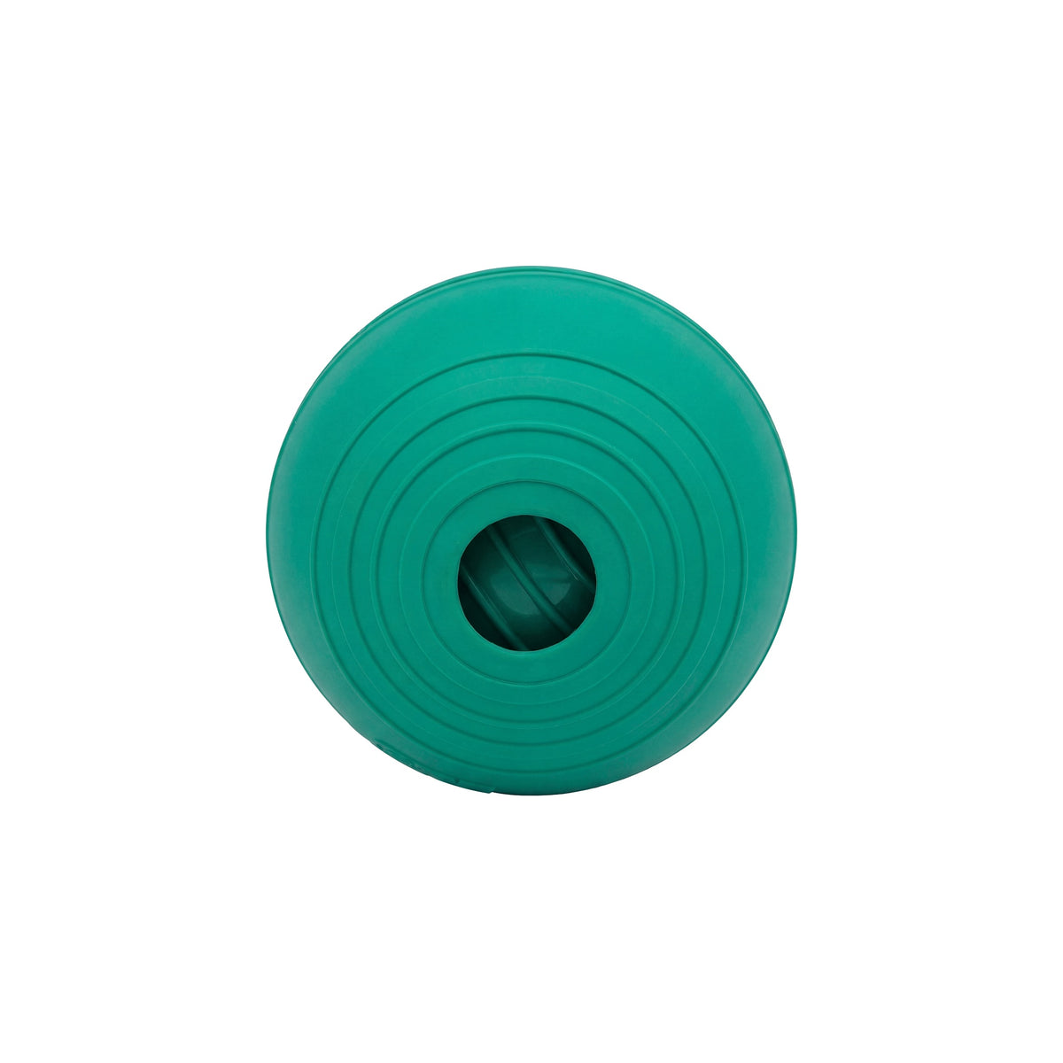 KOREflex Squeak dog ball, Large, end view of the hollow center opening